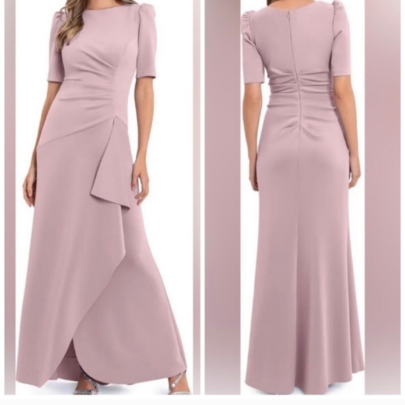 Xscape Rushed A-line formal Maxi dress in baby pink Size 6p Maxi